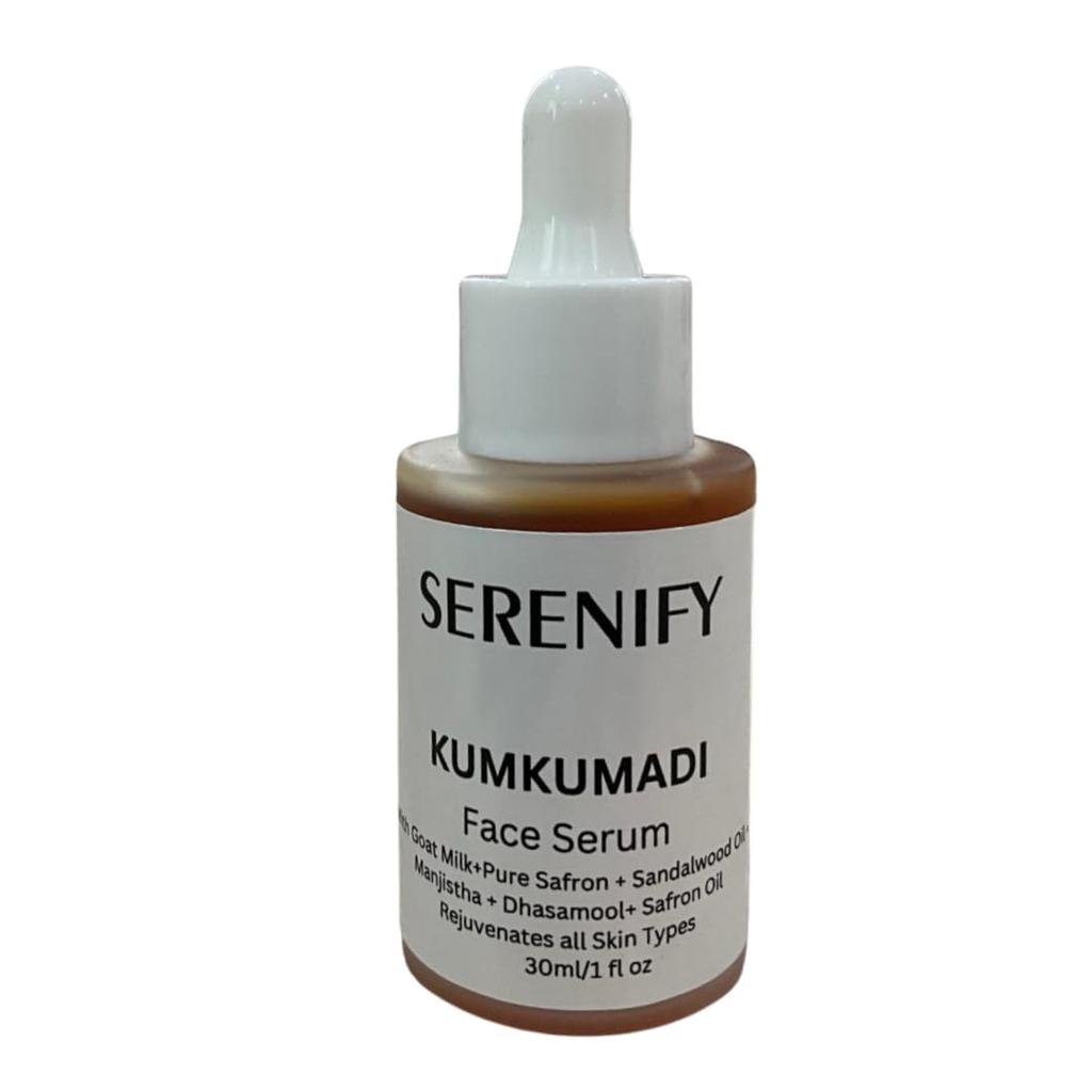 SERENIFY Сыворотка для лица Кумкумади для осветления кожи, придающая сияние, для тусклой и поврежденной кожи | Натуральная антивозрастная сыворотка 30 мл