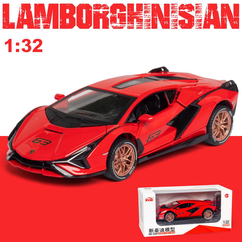 1:32-масштабная модель автомобиля Lambo Sian, игрушечный автомобиль с откидным механизмом из цинкового сплава со звуком и светом для детей, мальчиков и девочек, реплики масштабных моделей автомобилей из коллекции автомобилей