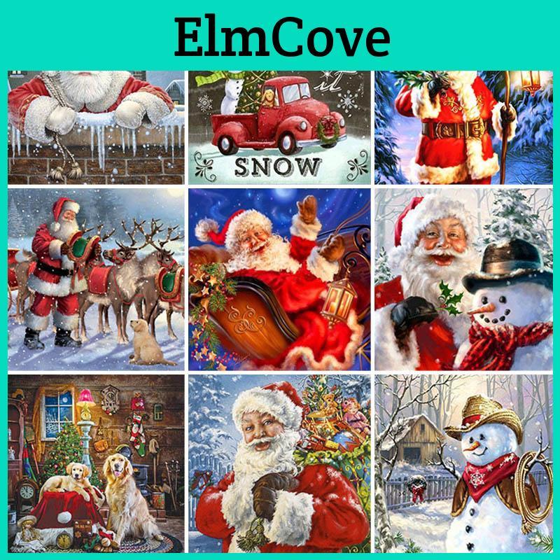 Diamond Claus 5d Diy Santa Painting Full Round Drill Christmas Gift Diamond Embroidery Mosaic Wall Art Home Decor