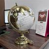 Decorative 8 Inch Table Rotating Globe with Gold Arc and Base,Home Decor Item with Gold Foil Stamp Map White Color