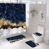 Занавеска для душа в ванной из четырех частей, цифровая печать, мраморная, водонепроницаемая, занавеска-перегородка для туалета, коврик для ванной