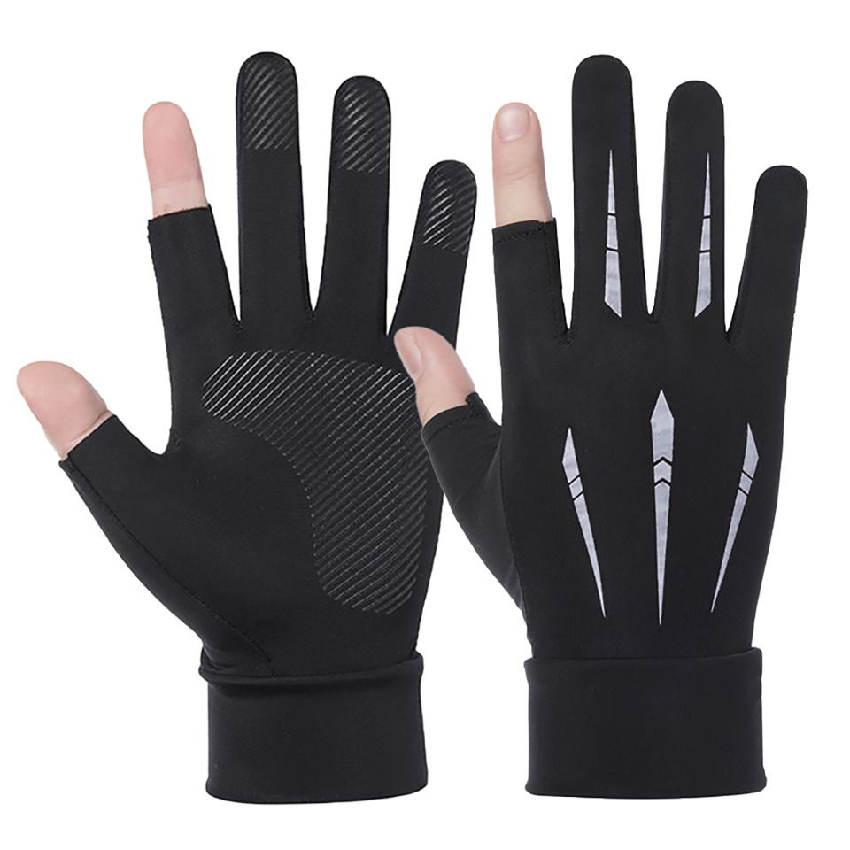 LOOGDEEL Summer Two Finger Ice Silk Gloves Outdoor Sports Ice Silk Gloves Thin Sunscreen Quick Drying Breathable Cycling 6