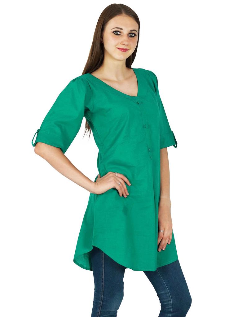 Bollywood Tunic Solid Kurta Indian Designer Women Ethnic Kurti Cotton Top