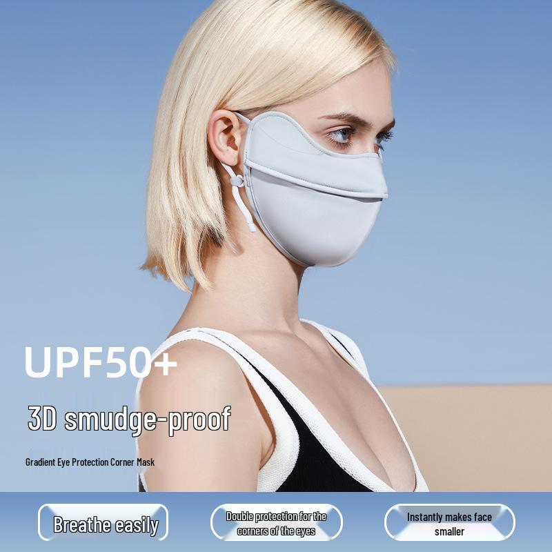 Women's UPF50+ 3D Gradient Blush Sunscreen Mask - Breathable, Soft Bone Support, Anti-Smudge Makeup with Ice Silk Fabric