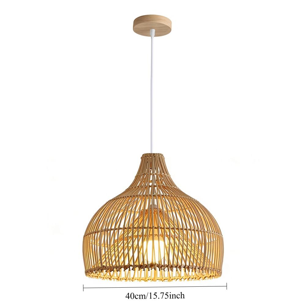 JOYINLED Modern Rattan Chandelier 40CM Hanging Lamp Wicker Pendant Light Hand-Woven Lamp Shade for Bedroom Kitchen Farmhouse