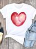 Summer Clothing Leopard Love Heart Sweet Fashion Women Tee T-shirts Casual Short Sleeve Regular Female Graphic T Shirt Clothes