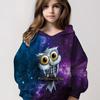 Girls Cartoon Owl Pattern Long Sleeve Hooded Sweatshirt 3D Hoodies For Spring And Autumn Outdoor Activities