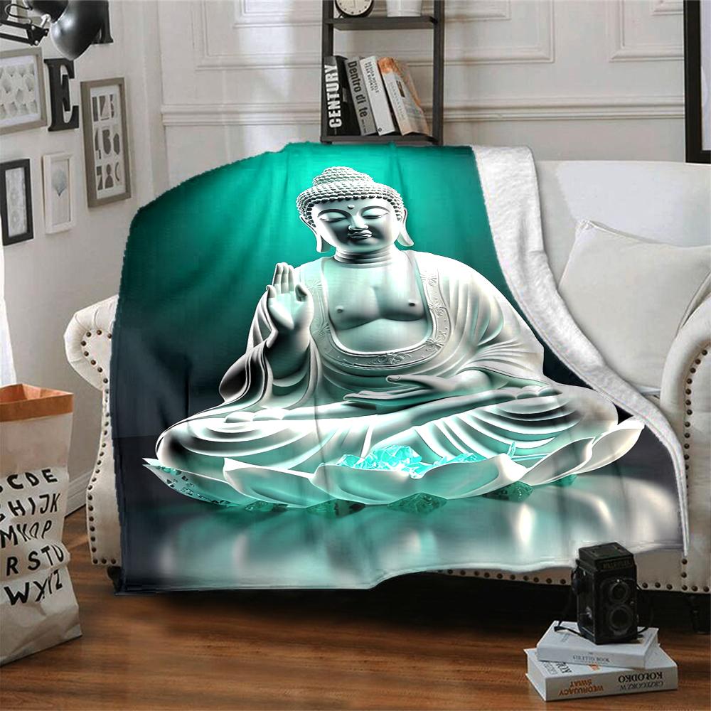 1Pc Buddha Statue Meditation Pose Blanket Soft And Comfortable Casual Warm Camping Travel Christmas Halloween Xmas Gift M928313