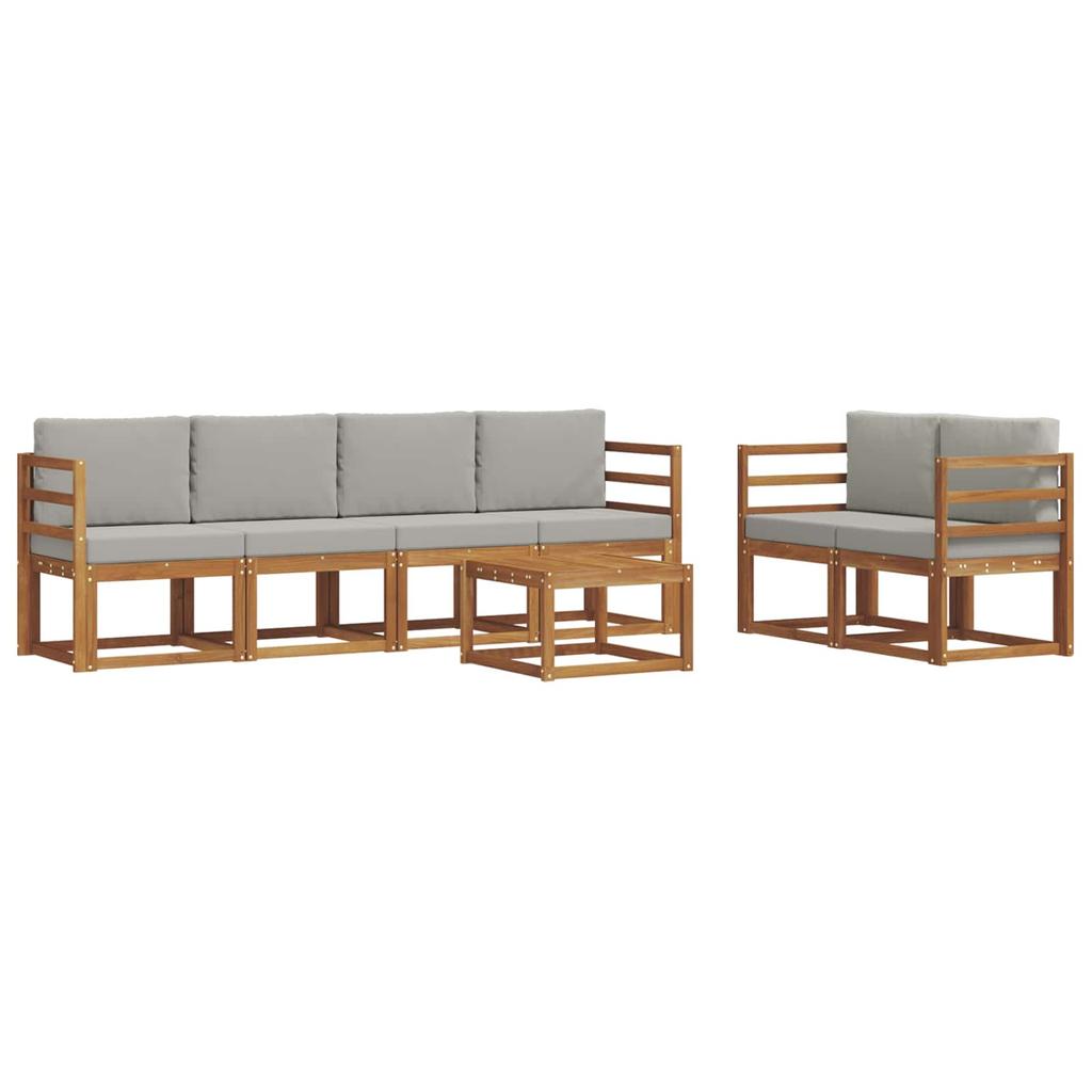 Outdoor Sofa Set 7 pcs Natural and Light Grey