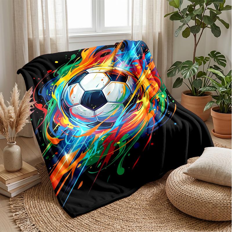 Soccer Ball in Flames Theme blanket Lightweight Warm Flannel Blanket Decorative Throw Blanket for Home Decoration