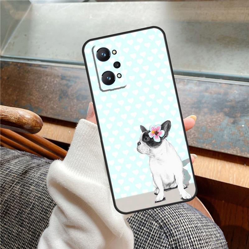 Чехол для Realme 11 12 13 14 Pro Plus C53 C55 C51 C25 C63 C61 C65 C67 C71 C75 GT6 GT7 15 Pro с французским бульдогом