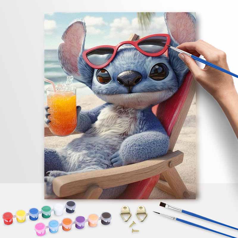 Disney Стич Отпуск на пляже Масляная живопись Цифровая живопись Набор для творчества Ручная работа DIY Набор для рисования Декор для дома