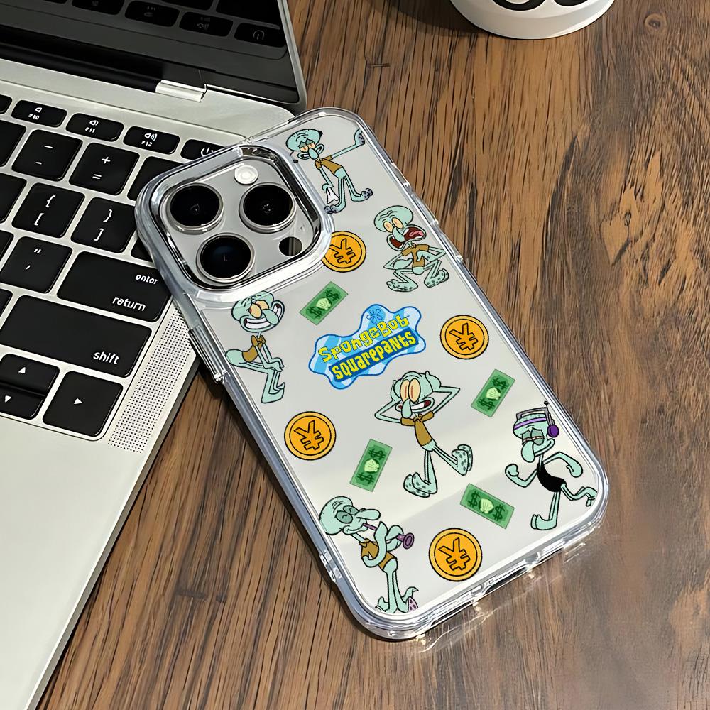 Милый чехол для нового телефона S-SpongeBob для iPhone 17 16e 16 15 14 13 12 11 mini Pro Max X XR XSMAX Air Plus Прозрачный Мягкий чехол