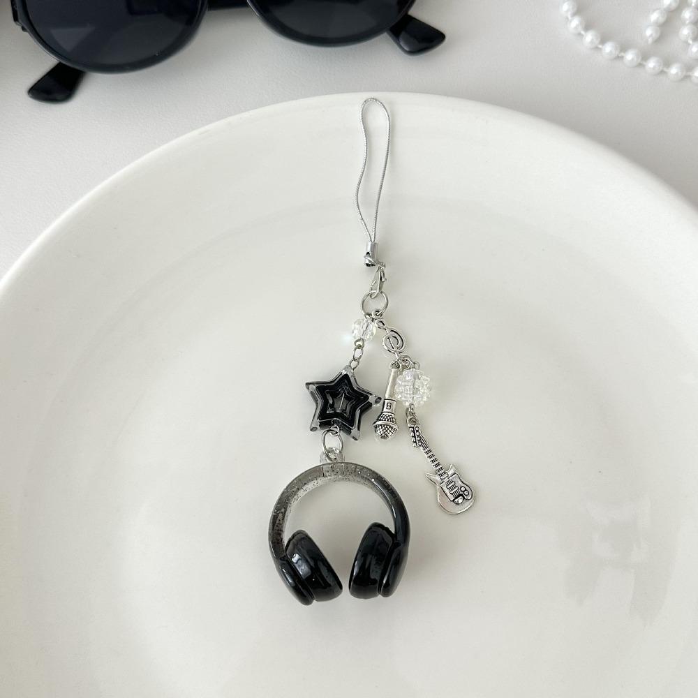 Bags Decoration Earphone-shaped Keychain Glitter Microphone Pendant  Backpack Charms