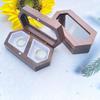 Square Mini Wood Rings Box Luxury Jewelry Organizer Simple Rings Bearer Box  Couple