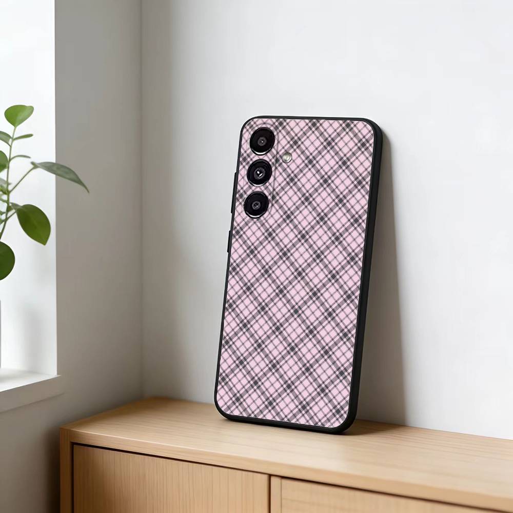Cool P-Purple P-Plaid Pattern Phone Case For Samsung Galaxy A91,80,73,72 ,71,53,52,32 ,31,22,21s,20,Soft Black Case