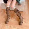 Tassel Knight Boots for Women 2025 Autumn New Collection Coarse Heel Over Knee Long Tube Boots Stacked Boots