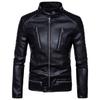 Mens Bomber Jackets Fashion Men Faux Leather Coat Zipper Overcoat Motor Jacket Motorcycle Bikers Punk Man