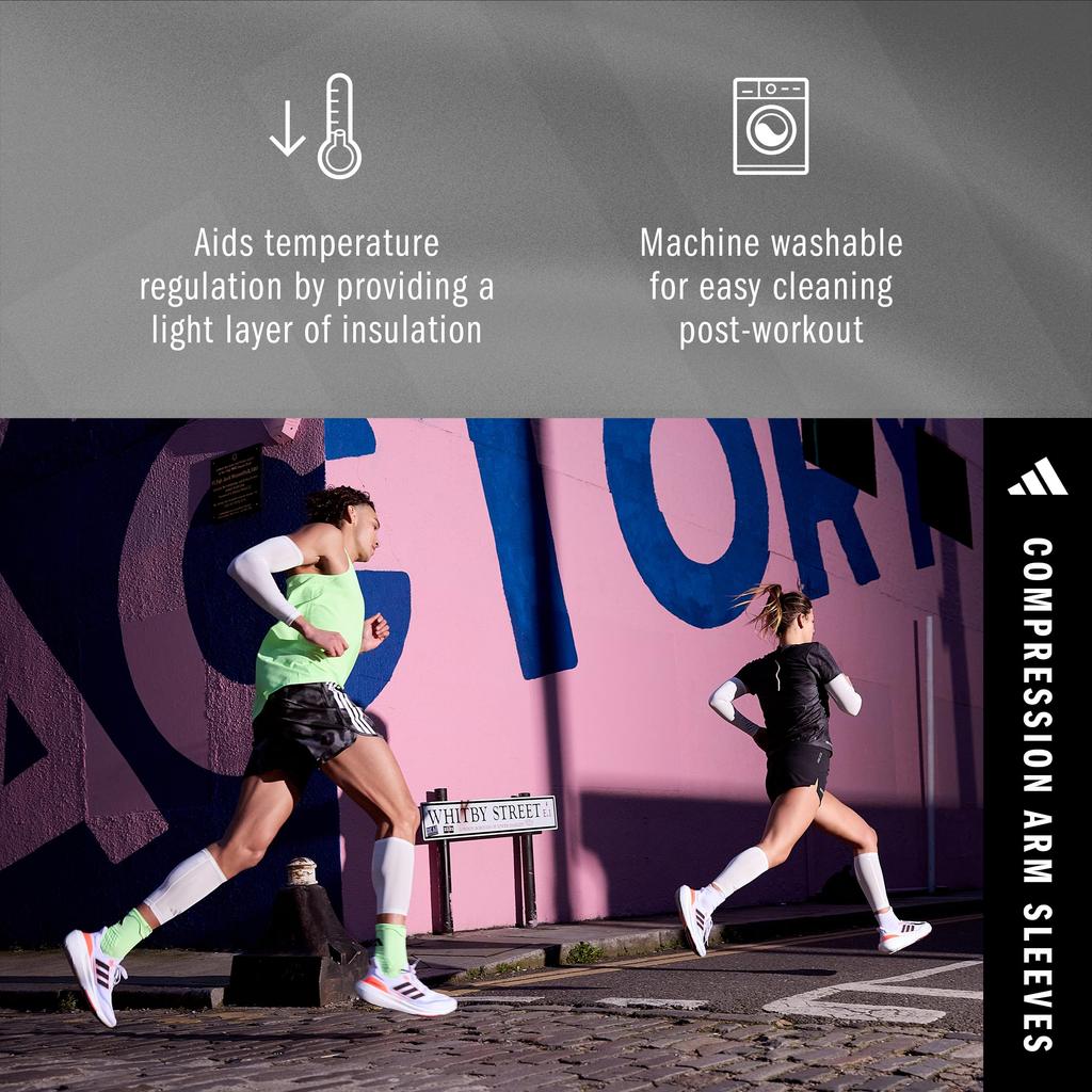 adidas Компрессионные рукава для рук, набор из материала ClimaCool, Размеры, Утеплители, 2, (Дышащий, Влагоотводящий, Быстросохнущий), Белый, S/M (ADSL-13011WH)