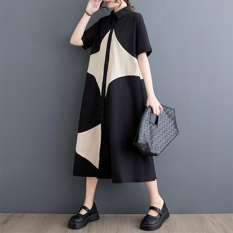 Short Sleeve Plus Size Cotton Vintage New In Dresses for Women Casual Loose Long Summer Shirt Dress