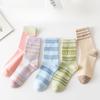 Female Summer Small Fresh Casual Trend Color Stripe In Tube Cotton Socks