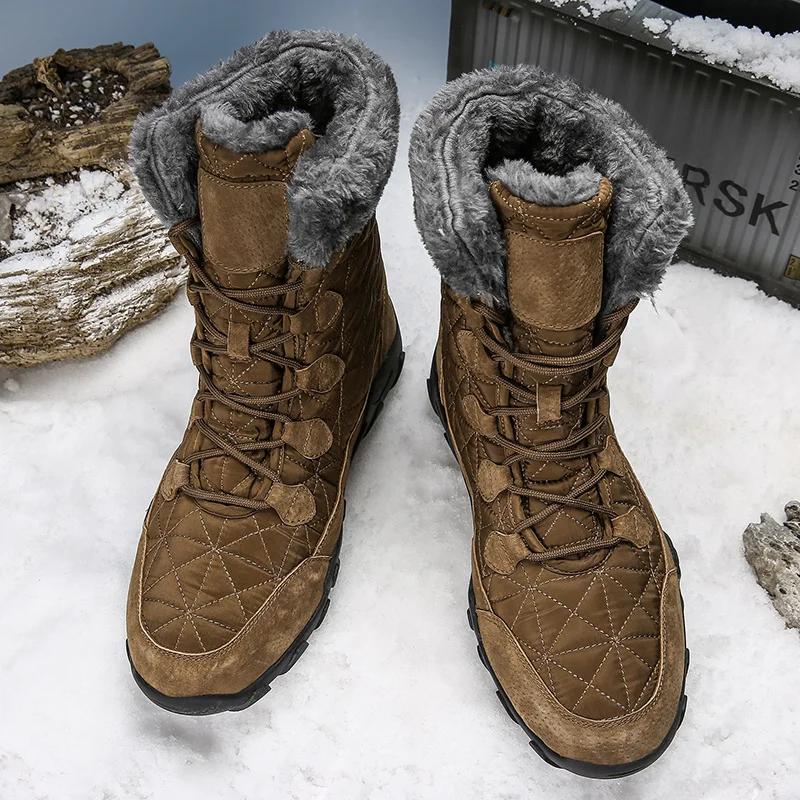 Fashion Winter Men Boots 2025 New Warm Plush Snow Boots Women Outdoor Work High Top Casual Shoes Unisex Non-slip Mid-Calf Boots