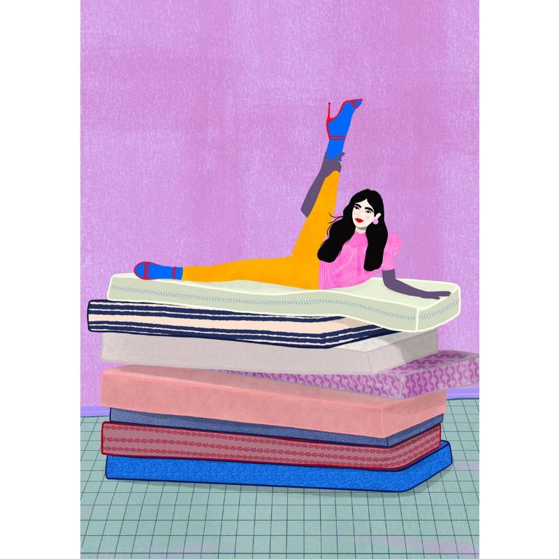 Абстрактное искусство Женщина Настроение Диван Джунгли Пижама Плакат Картина на холсте Смешная повседневная жизнь Настенная картина Гостиная Домашнее украшение