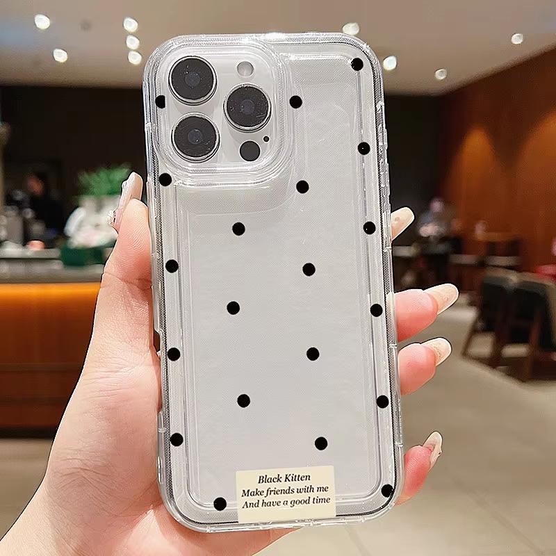 Простой дизайн чехла для телефона в горошек для iPhone 17 Pro Max 16 15 Pro 14 13 12 11 XR XS 17Air 16 Plus 16E Прозрачный бампер