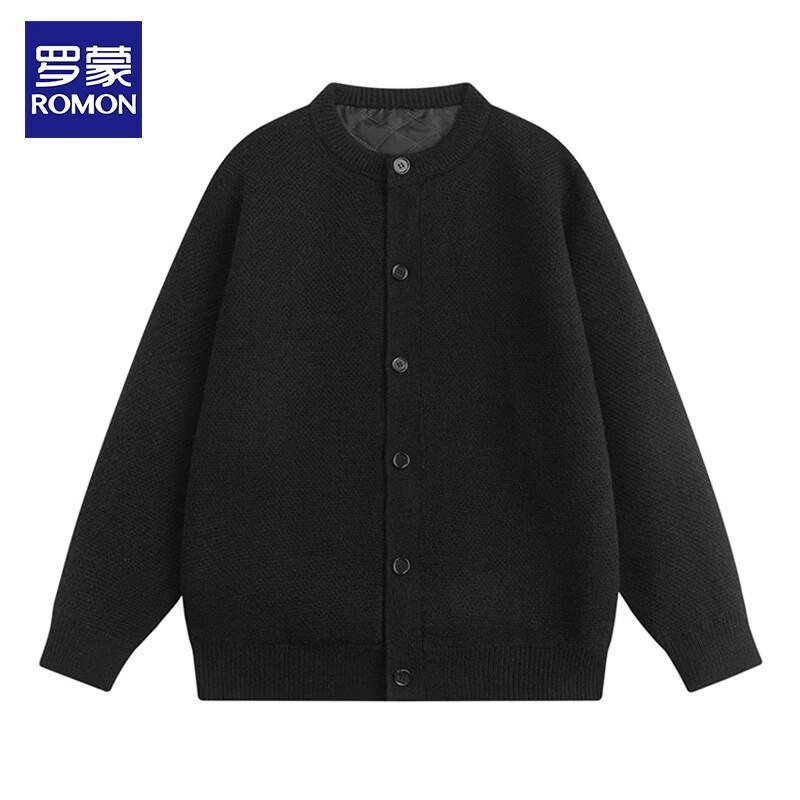 ROMON Men's Knit Crew Neck Cardigan