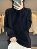 Autumn/Winter Women's Loose Knit Pullover: Long Sleeve, Rolled Hem, Round Neck Base Layer.