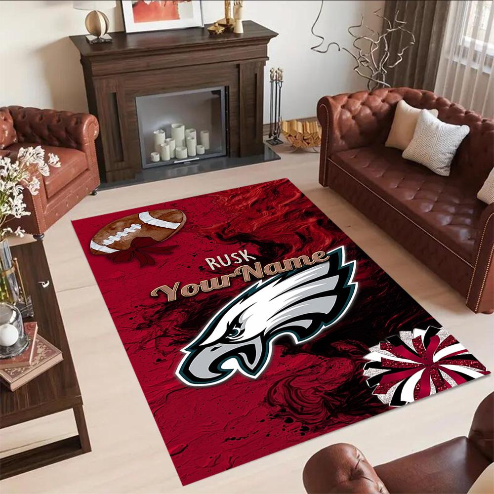 Philadelphia Eagles Customizable Name Floor Rug Office Rug Perfect For Dormitory Hallway Playrooms Study Room Antislip Rug Anime Office Decor