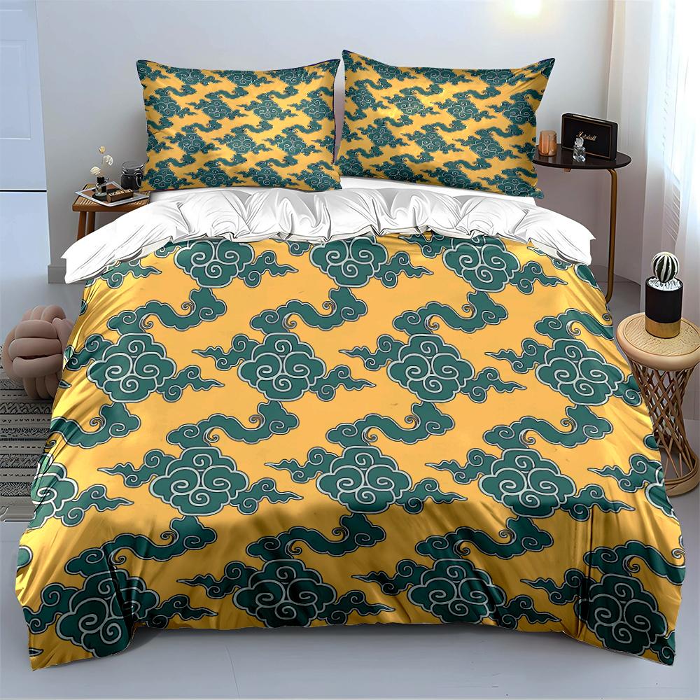 Cloud Pattern Yellow Bedding Set Bedding set (1 duvet cover, 2 pillowcases, duvet not included)