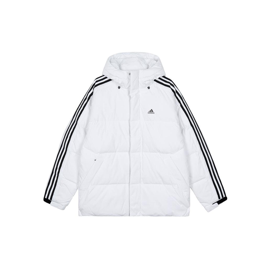 Adidas Puffy Sleeve Side Stripe Sports Warm Hooded Down Jacket Men Outerwear White IT8731