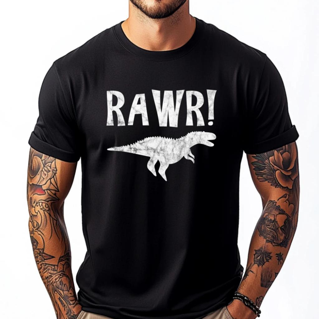 Rawr Дизайнерская футболка Мужская Аниме Футболки Графические Хлопок Короткий рукав Роскошная одежда Дышащая Печатная С Новым Годом