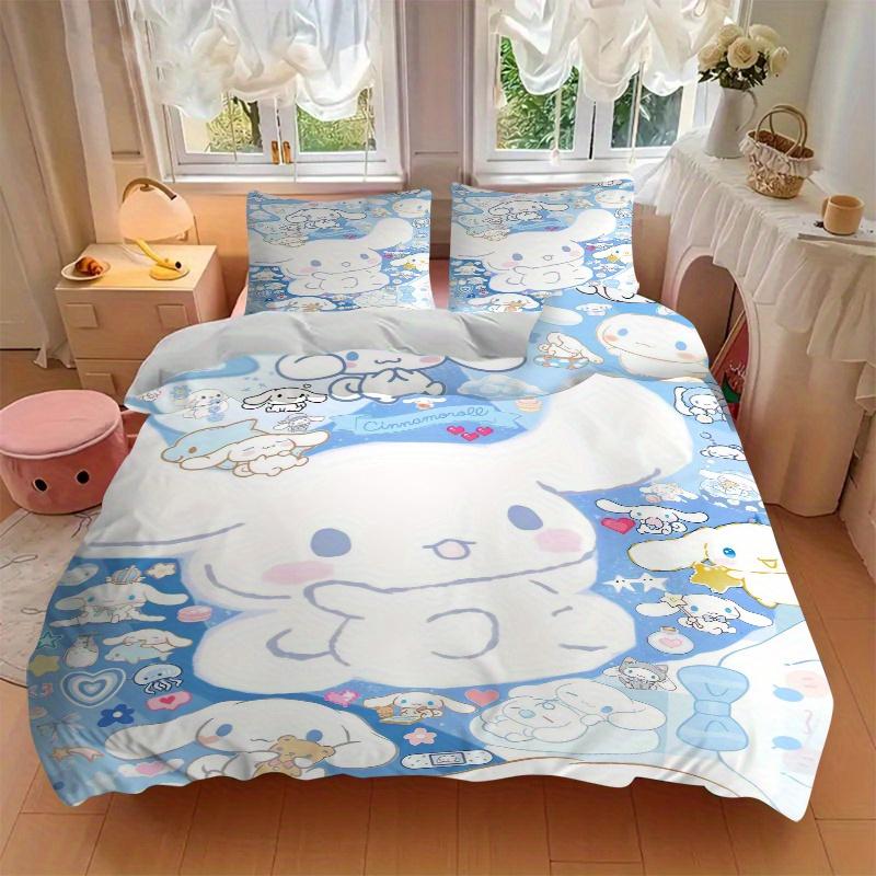 3pcs Cute Cinnamoroll Idea Design Printed Bedding Set, Soft and Comfortable Quilt Cover for Bedroom, Guest Room (1 Duvet Cover + 2 Pillowcas