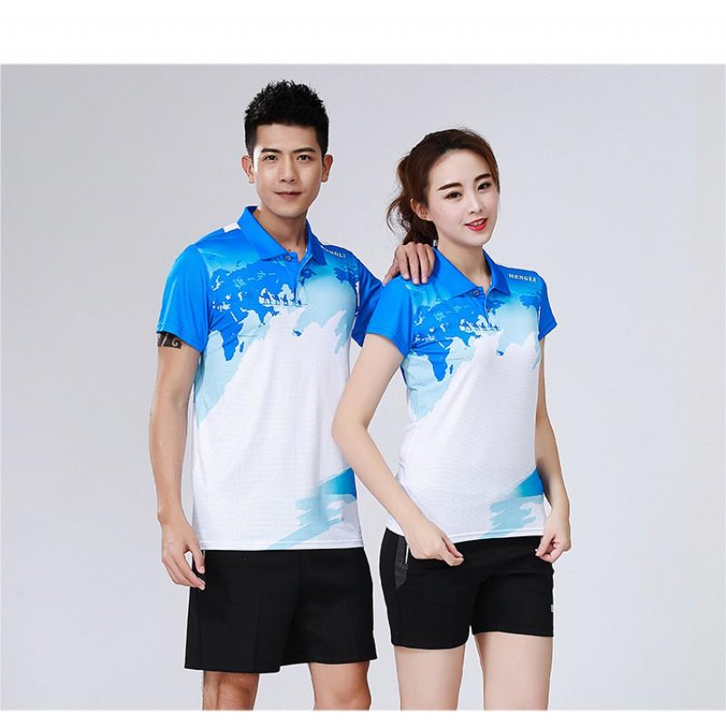 Breathable Badminton Shirts Men Women Casual Sports Training Tops Quick-Dry Athletic Tees Red Blue