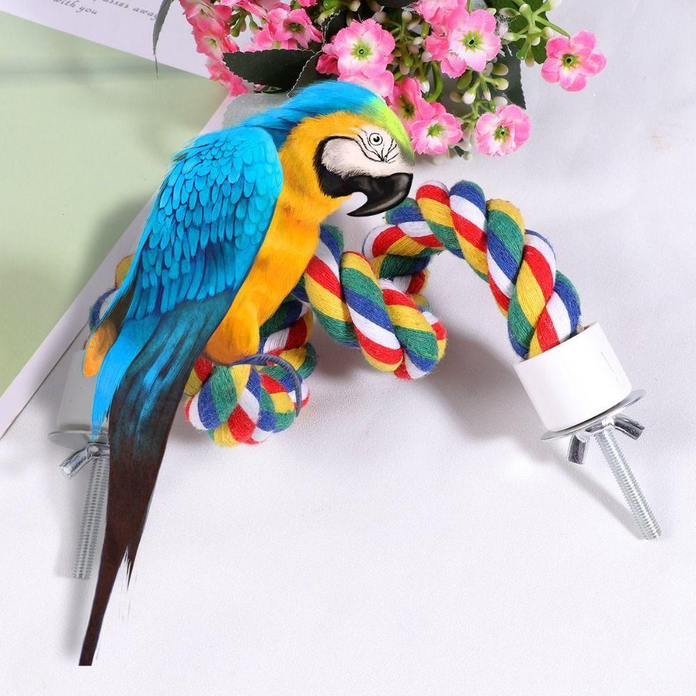 Colorful Parrot Rope Toy 40/80//105/200cm Parrot Stand Chewing Station Bird Perch for Cage  Parrot