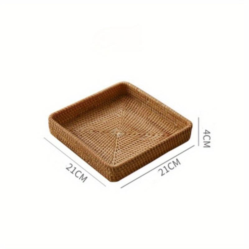 Hand-Woven Storage Basket Rattan Storage Tray Wicker Baskets Bread Fruit Food Breakfast Display Box Handicrafts Home Decoration