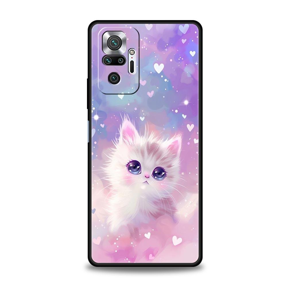 Чехол для телефона с ярким дизайном кошки для Redmi 14C 10C Note 15 14 13 12 10 11 K40 Pro Plus 5G Мягкий ТПУ Ударопрочный корпус Fundas