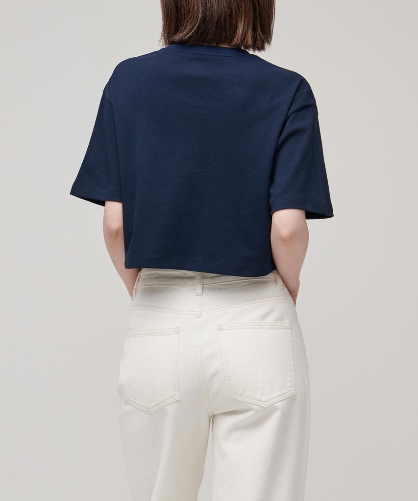 MUSINSA STANDARD WOMAN Women'S Relaxed Fit Crew Neck Crop T-Shirt [Navy]