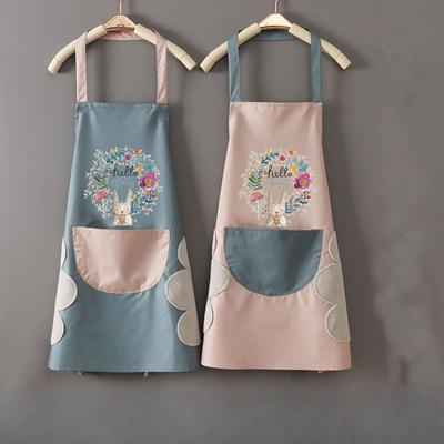 Фартук кухонный Garland Rabbit, Водонепроницаемый и пятноустойчивый фартук из кораллового вельвета, Фартук с петлей через шею и завязками на талии