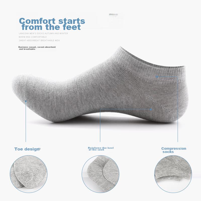 10 Pairs Men's Socks, Boat Socks, 10A Cotton Socks, Thin Short Socks, Breathable Sweat-Absorbing Low-Cut Men's Socks