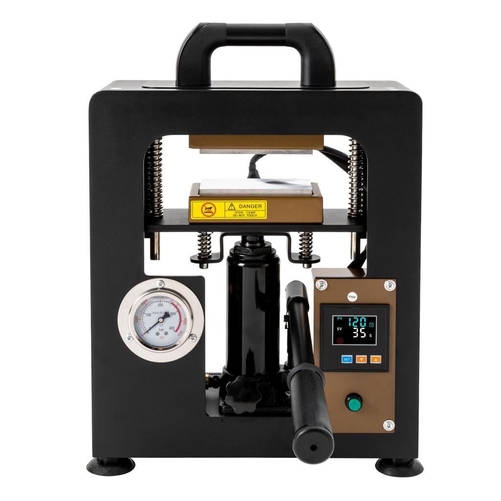 Черный алюминиевый прямоугольный гидравлический домкрат термопресс, гидравлический термопресс с манометром, 10-тонный термопресс