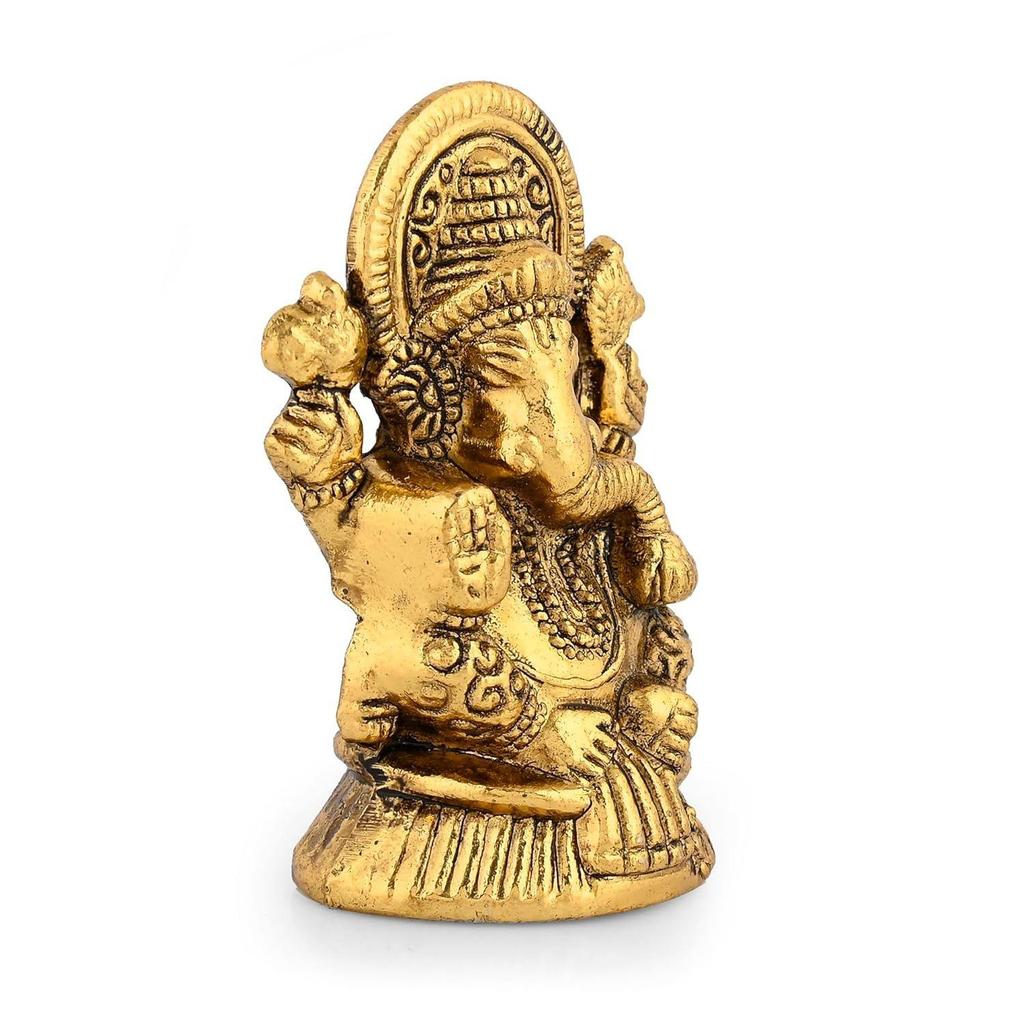 Ganesha Idol Showpiece Aluminum Golden Finish Ganesha Idol for Gift & Home Decor, Pooja Room, Mandir Housewarming Gifts