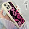 JT203 Милые Черно-Розовые Губы для iPhone 17 16 15 14 Pro Max Samsung S26 S25 Ultra A17 A16 A07 A56 Xiaomi 15T Redmi 15c 14C Note 13 Мягкий ТПУ Чехол