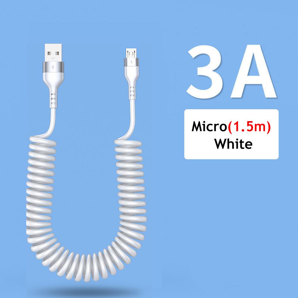 66 Вт 5A USB Type C кабель для передачи данных 3A Micro USB пружинный телескопический кабель для быстрой зарядки для Android телефон аксессуары автомобильный USB-кабель