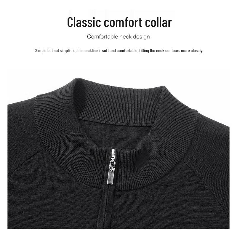 Мужской зимний толстый свитер Luozi на молнии до середины из 100% шерсти