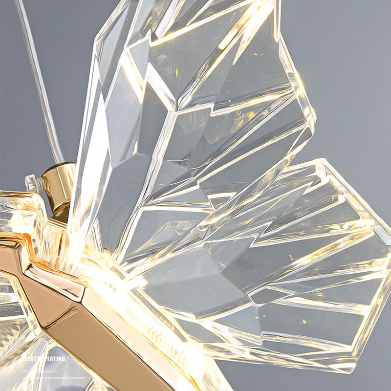 LED Butterfly Pendant Lights Nordic Indoor Lighting Fixture For Home Decor Dining Table Living Room Bedroom Crystal Hanging Lamp