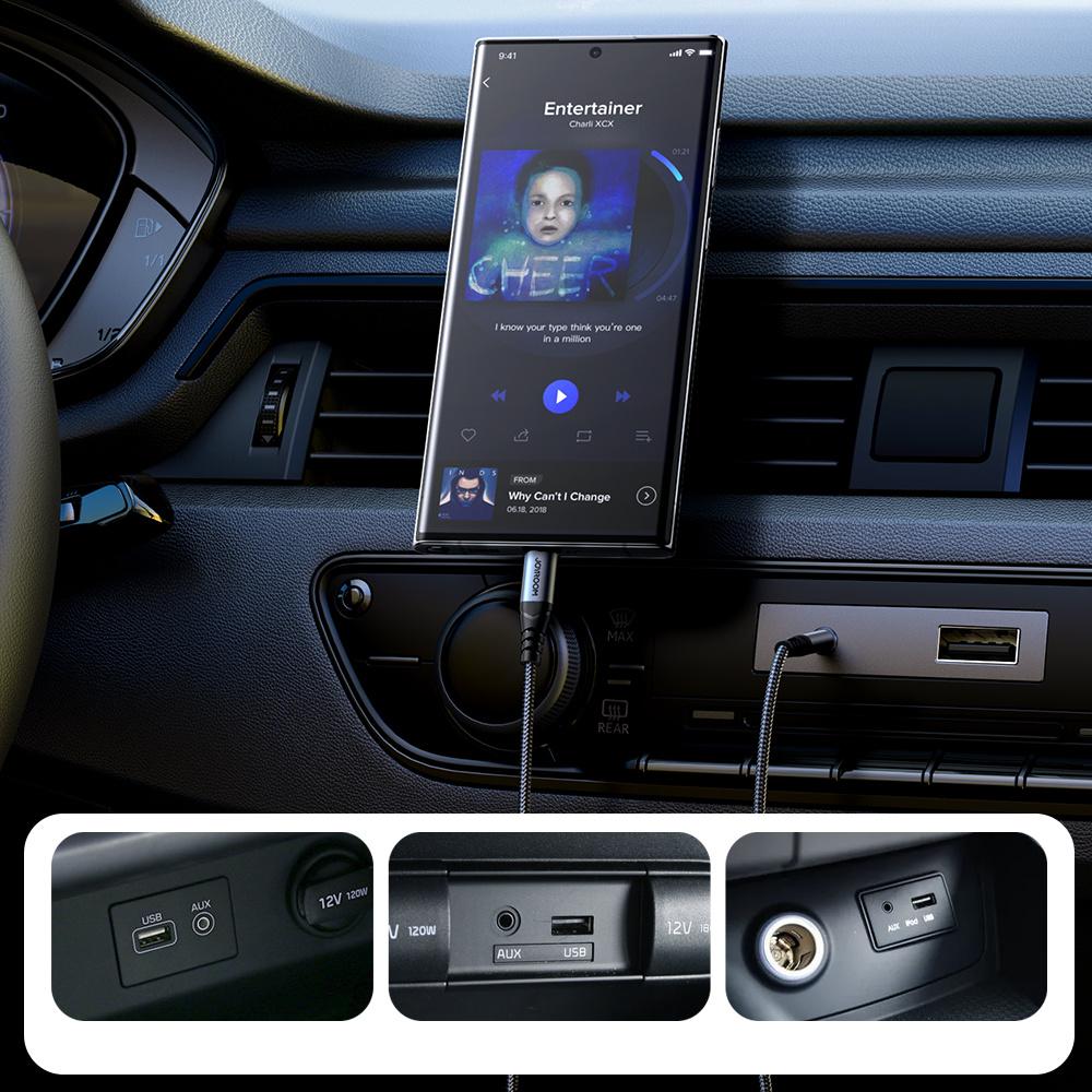 Joyroom Высококачественный аудиокабель-адаптер 3,5 мм на USB-C - 1,2 м, черный