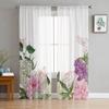 Flowers Butterfly Rose Tulle Translucent Drapes for Living Room Decoration Window Curtain ideal for Bedroom Kitchen Area Voile Organza Curtains